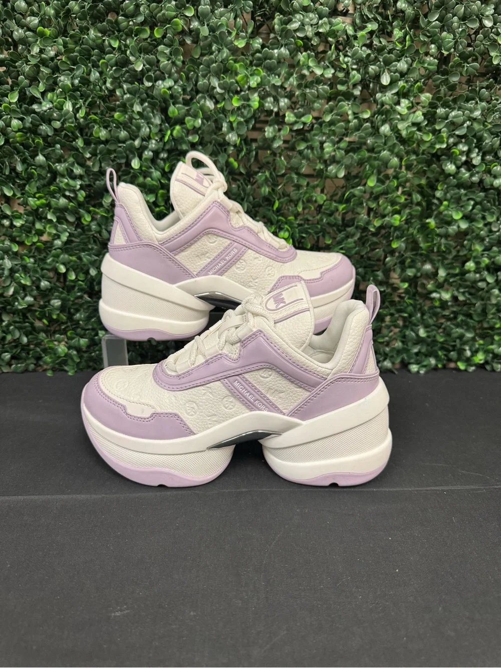 Michael Kors Olympia Mixed-Media Trainer - W5.5 - Picture 1 of 8